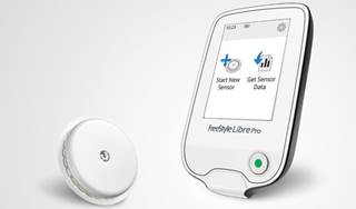 FreeStyle Libre Pro glucose sensor image courtesy of Abbott Diabetes Care. FreeStyle Libre Pro glucose sensor image courtesy of Abbott Diabetes Care.